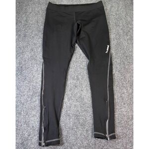 Hummel Mens Running Black‎ Reflective Ankle Zip Athletic Leggings Medium
